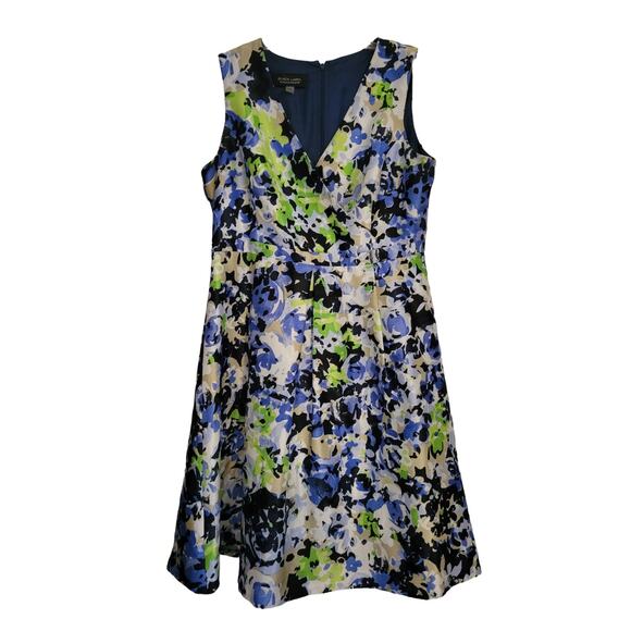 Women Dress Size 12 Black Label by Evan Picone Floral Lined Spring V Neck - Picture 1 of 10